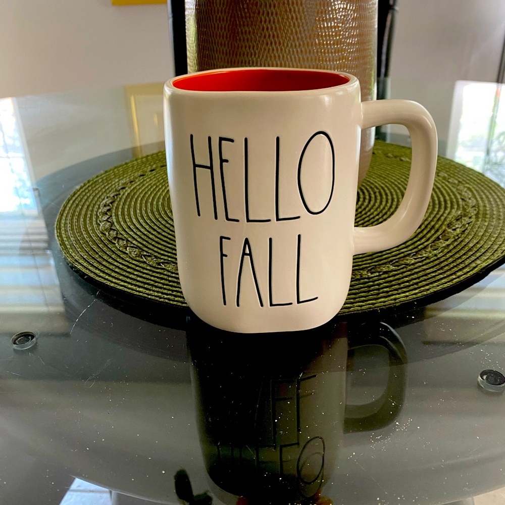 Rae Dunn “ hello fall “ mug. White and orange.